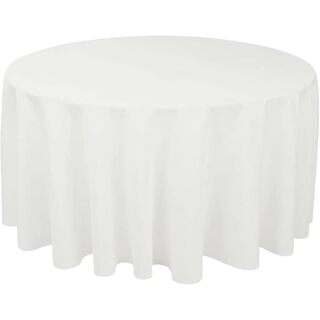 10 x White Round Waterproof Polyester Tablecloths 305cm
