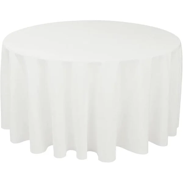10 x White Round Waterproof Polyester Tablecloths 305cm