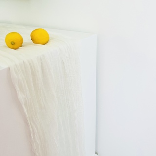 2 x Boho Cheesecloth Table Runner White 90x400cm