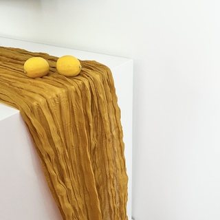 2 x Boho Cheesecloth Table Runner Mustard 90x400cm