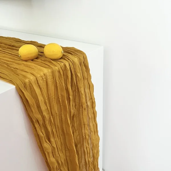 2 x Boho Cheesecloth Table Runner Mustard 90x400cm