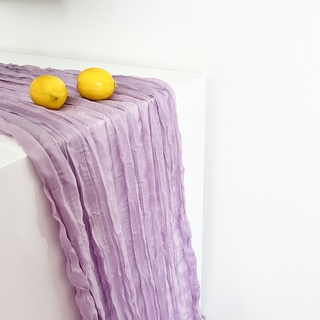 2 x Boho Cheesecloth Table Runner Lavender 90x400cm