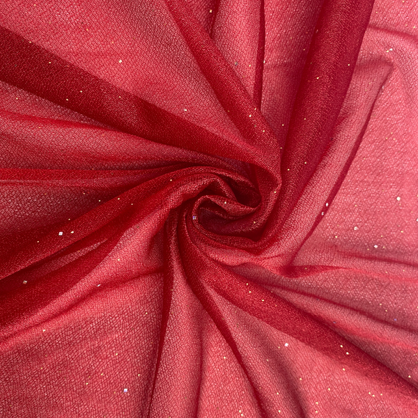 Tango Red Stretch Chiffon with Glitter 40m