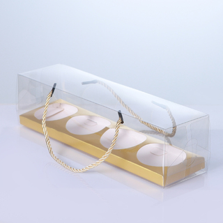 10 x Gold Cupcake Gift Box 4 Holes with Clear Window and Strings