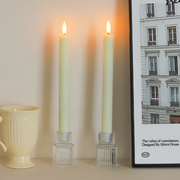 2 x Real Wax LED Battery Operated Dinner Candle