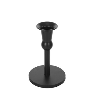 2 x Cleo Metal Taper Candle Holder Matt Black 15cm