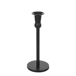 2 x Cleo Metal Taper Candle Holder Matt Black 25cm