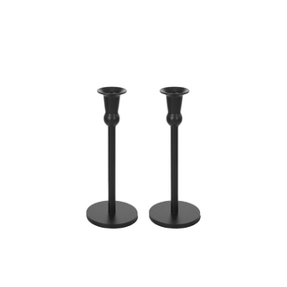 2 x Cleo Metal Taper Candle Holder Matt Black 25cm