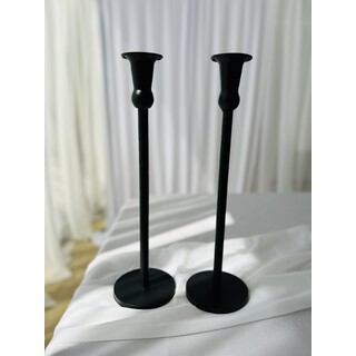 2 x Cleo Metal Taper Candle Holder Matt Black 35cm