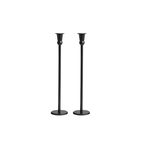 2 x Cleo Metal Taper Candle Holder Matt Black 45cm