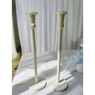 2 x Cleo Metal Taper Candle Holder White 35cm