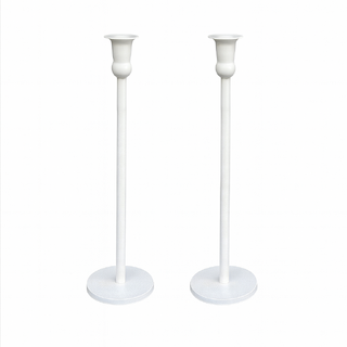 2 x Cleo Metal Taper Candle Holder White 35cm