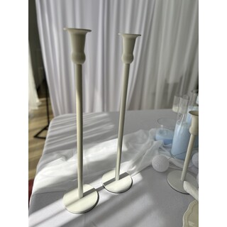 2 x Cleo Metal Taper Candle Holder White 45cm