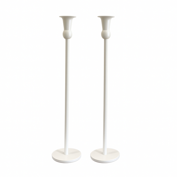 2 x Cleo Metal Taper Candle Holder White 45cm