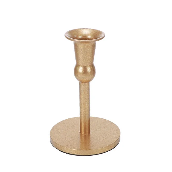 2 x Cleo Metal Taper Candle Holder Gold 15cm