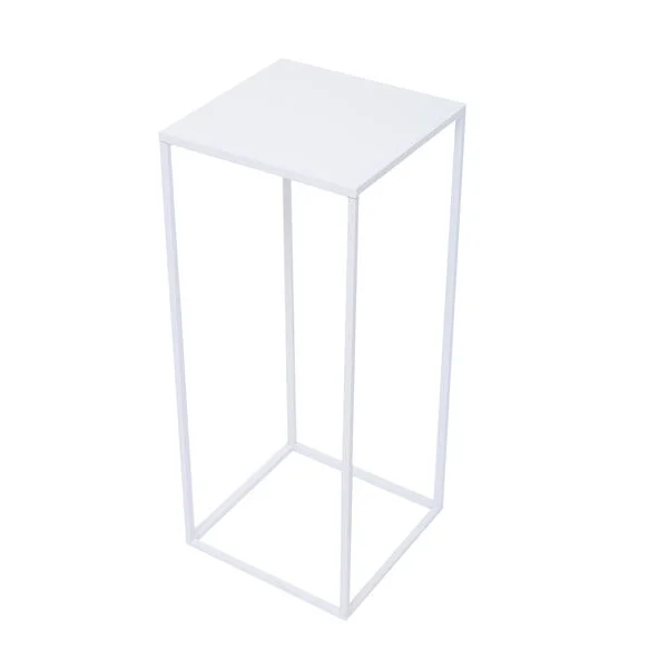White Metal Flower Stand with Top 60cm