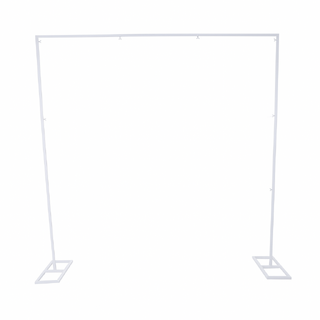 White Metal Square Floral Signage Backdrop Stand 2x2m