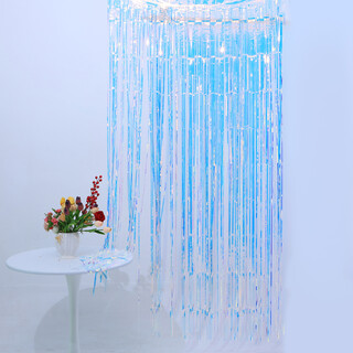 Metallic Tinsel Foil Fringe Backdrop Curtain Aurora 2m