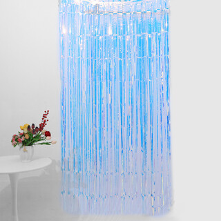 Metallic Tinsel Foil Fringe Backdrop Curtain Aurora 3m