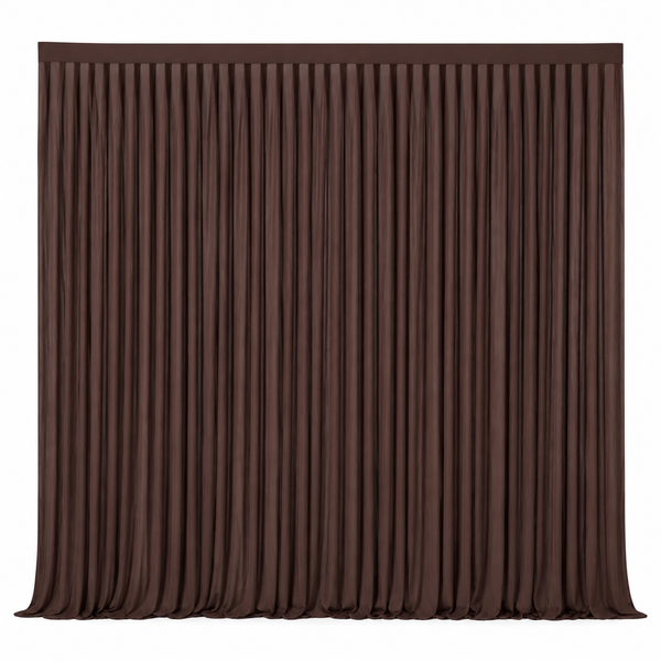 Ready-Made Pleated Double Fullness Backdrop Curtain Chocolate 4m x 4m