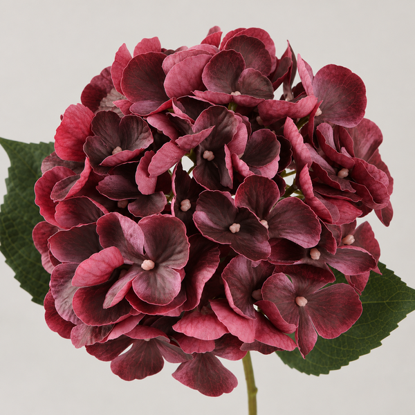 Real Touch Artificial Hydrangeas Burgundy 40cm
