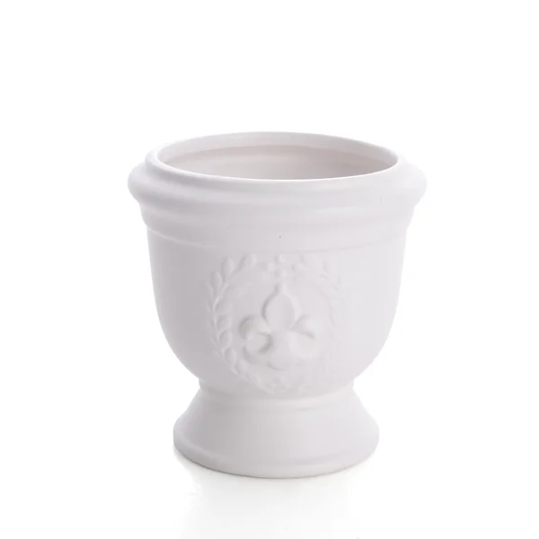 2 x Fleur-de-Lis Ceramic Posy Vase White Short 11.5cm