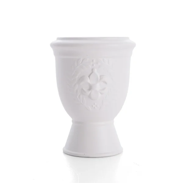 2 x Fleur-de-Lis Ceramic Posy Vase White Tall 17.5cm