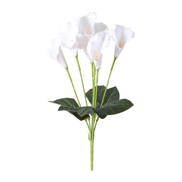 7 Heads Real Touch Artificial Calla Lily Bush White