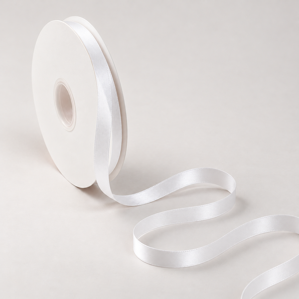 Double Faced Satin Ribbon White 10mm x 91m