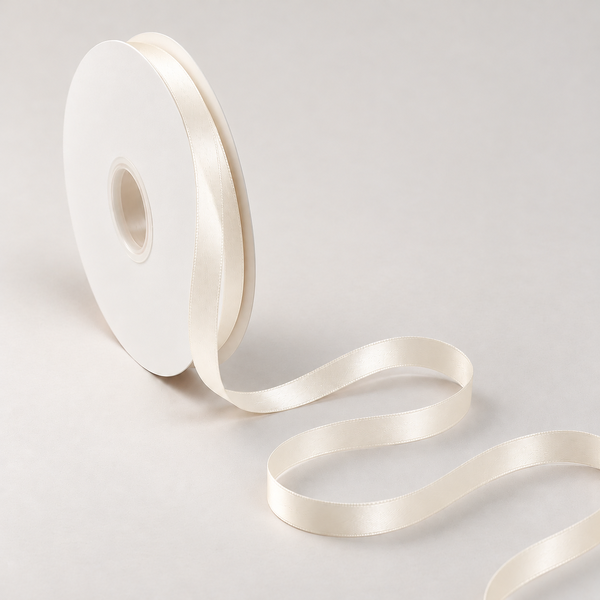Double Faced Satin Ribbon Ivory White 10mm x 91m