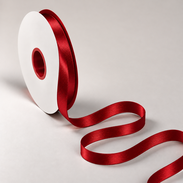 Double Faced Satin Ribbon Scarlet Red 10mm x 91m