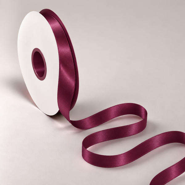 Double Faced Satin Ribbon Burgundy 10mm x 91m