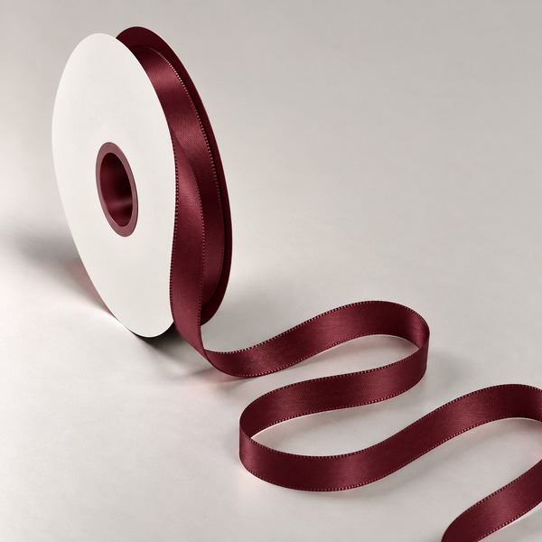 Double Faced Satin Ribbon Deep Burgundy 10mm x 91m