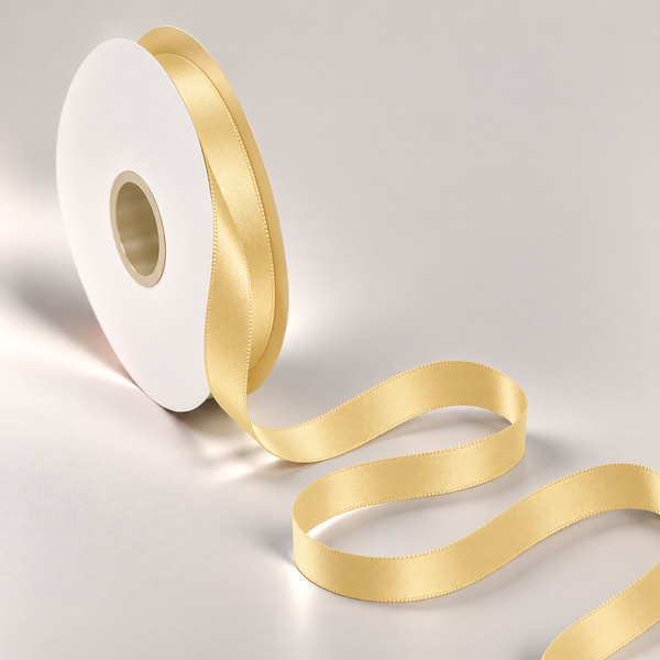 Double Faced Satin Ribbon Yellow 10mm x 91m