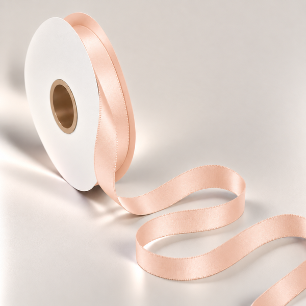 Double Faced Satin Ribbon Peach 10mm x 91m