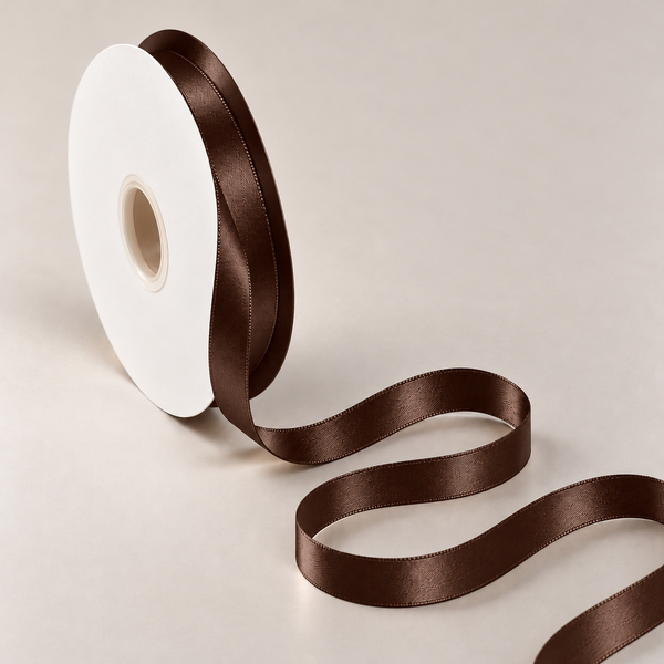 Double Faced Satin Ribbon Chocolate 10mm x 91m