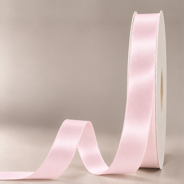 Double Faced Satin Ribbon Pestal Pink 25mm x 91m