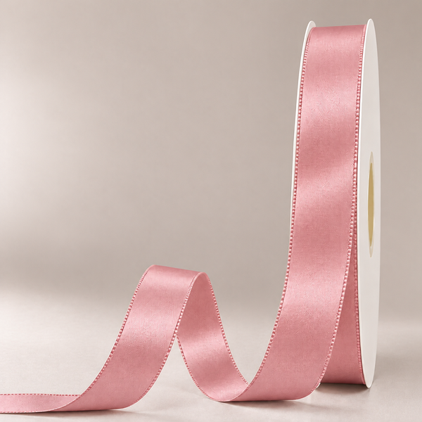 Double Faced Satin Ribbon Dusty Rose 25mm x 91m