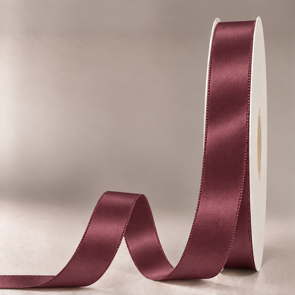 Double Faced Satin Ribbon Wine Rose 25mm x 91m