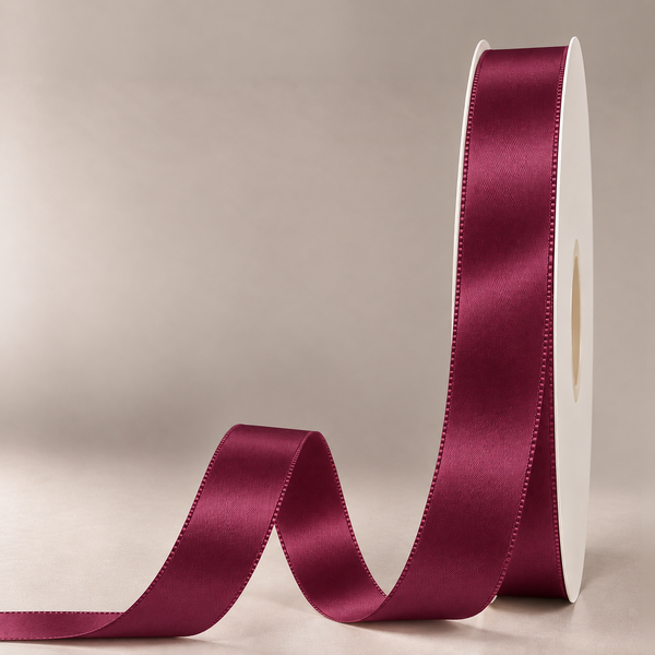 Double Faced Satin Ribbon Burgundy 25mm x 91m