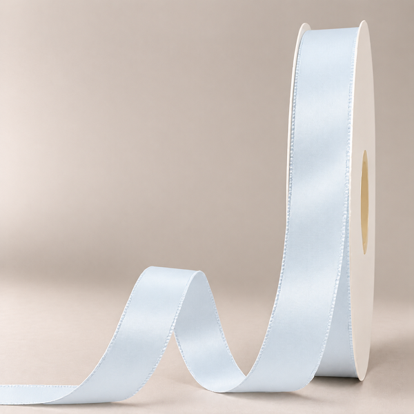 Double Faced Satin Ribbon Crystal Blue 25mm x 91m