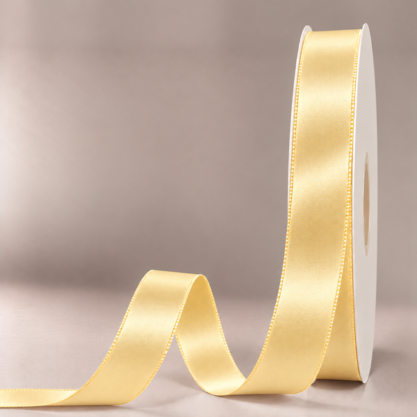 Double Faced Satin Ribbon Yellow 25mm x 91m