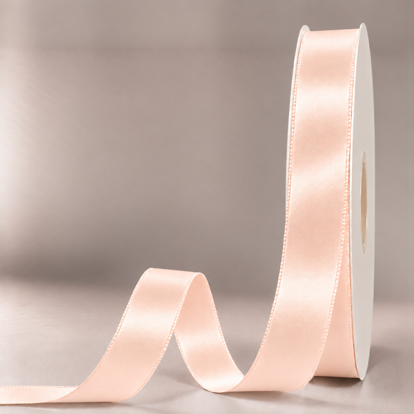 Double Faced Satin Ribbon Peach 25mm x 91m