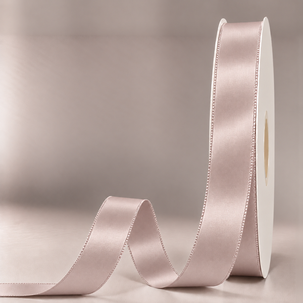 Double Faced Satin Ribbon Rose Beige 25mm x 91m