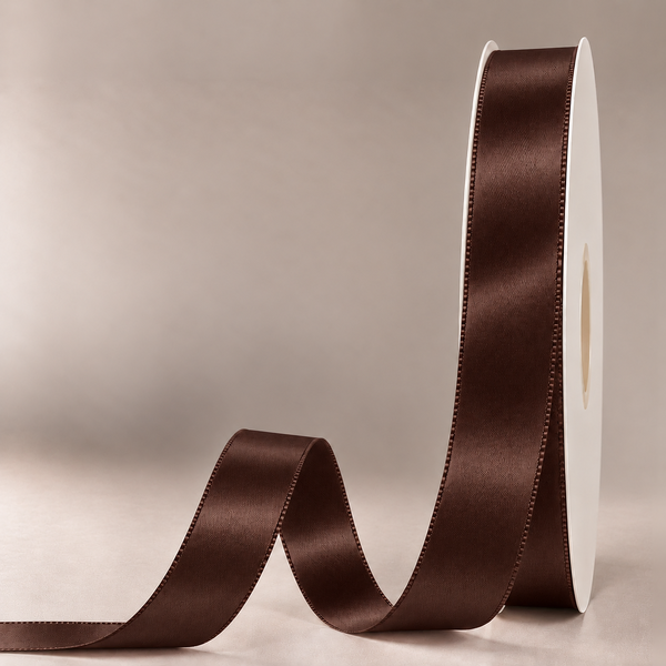 Double Faced Satin Ribbon Chocolate 25mm x 91m