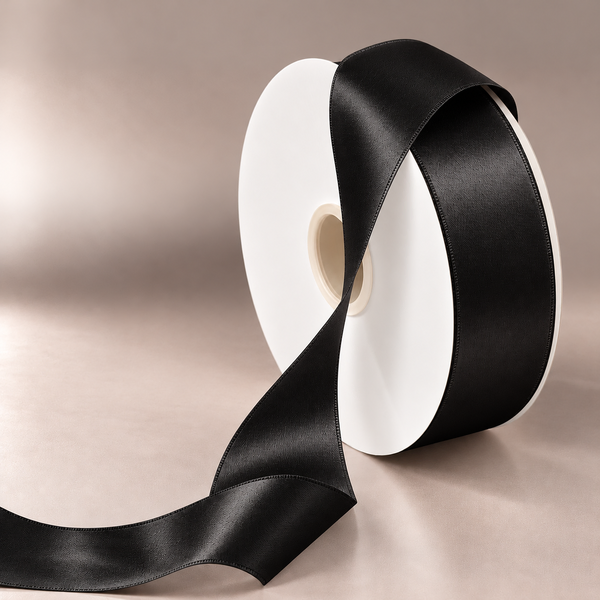 Double Faced Satin Ribbon Black 50mm x 91m