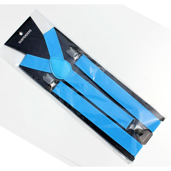 10 x Light Blue Mens Womens Y-Back Clips Suspenders Adjustable Elastic Braces