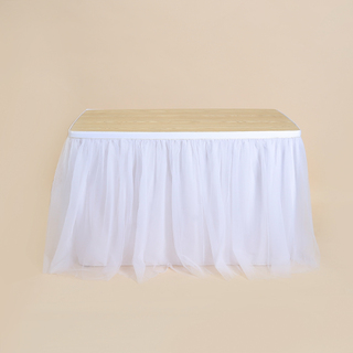 White Table Skirt Tutu Tulle Table Dress Wedding Party Table Decor 275cm