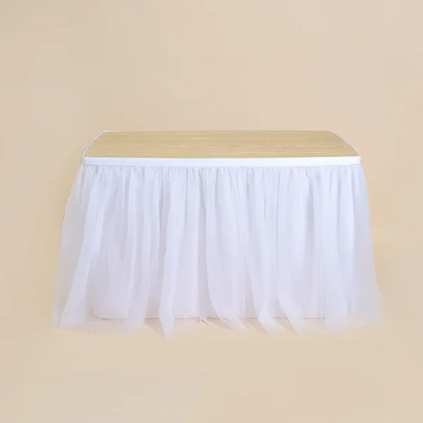 White Table Skirt Tutu Tulle Table Dress Wedding Party Table Decor 275cm