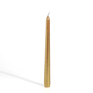 10 x Metallic Gold Unscented Tapered Taper Candles 25cm